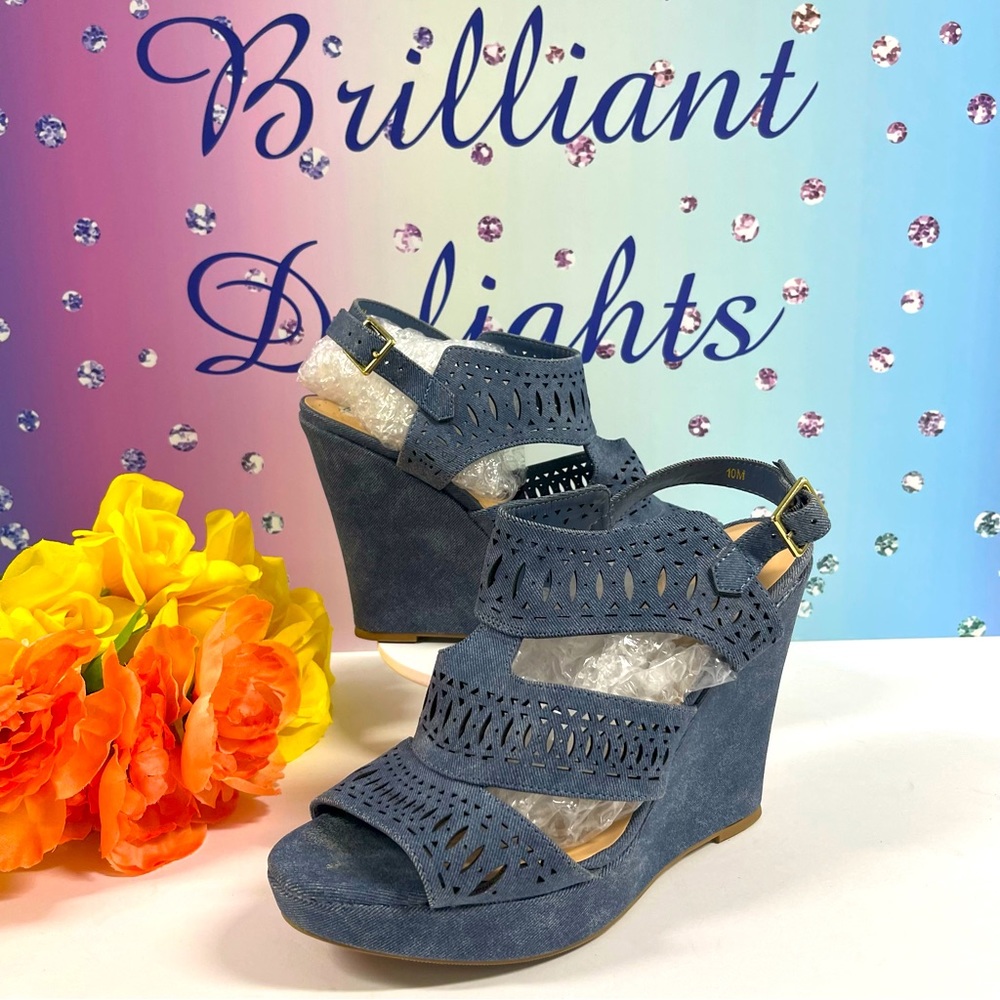 💙WASHED DENIM WEDGES
